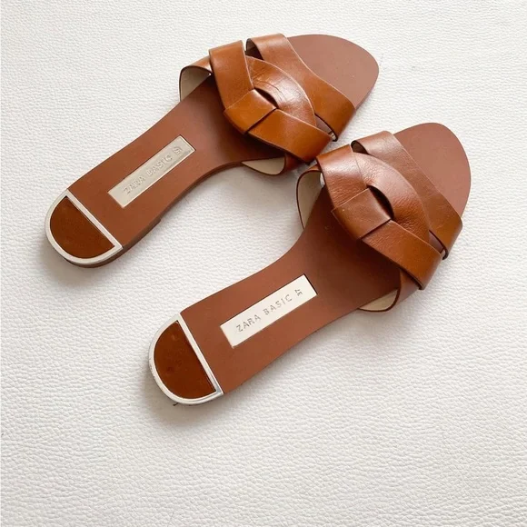 Zara Women's Brown Slide Sandals - Picture 1 of 5